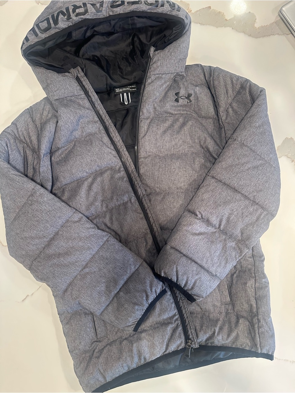 Under Armour Kids Gray Hooded Puffer Jacket
